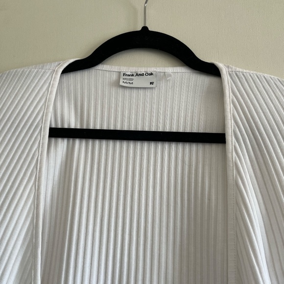 Frank & Oak White Ribbed Wrap Tie-Front Shirt / Blouse - Picture 4 of 7